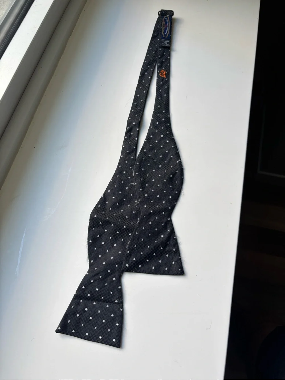Classic Black Self-Tie Bow Tie with Subtle Star Pattern